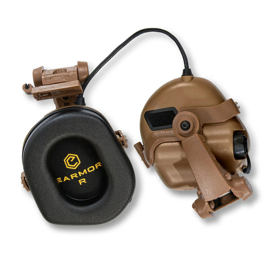 Earmor M31X Helmet-Mounted Electronic Hearing Protector – Coyote Tan - Blender Tactical