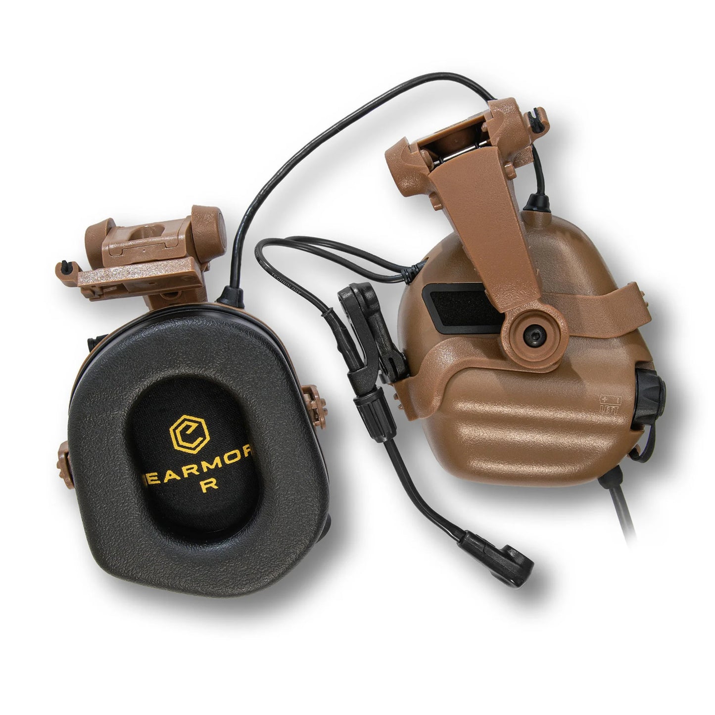 Earmor M32X Helmet-Mounted Tactical Communication Headset – Coyote Tan - Blender Tactical