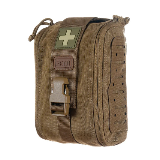 FamTac M7 Tactical IFAK Pouch – Coyote | MOLLE, Rip-Away Design - Blender Tactical