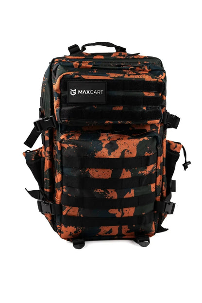 MAXGART Tactical Backpack 45L – Orange Camo – Water-Resistant & Versatile