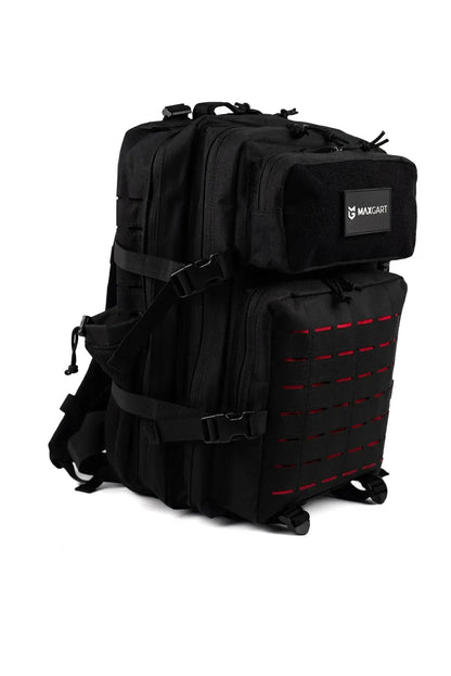 MAXGART Tactical Backpack 45L – Pulse Black Red – Water-Resistant & Versatile