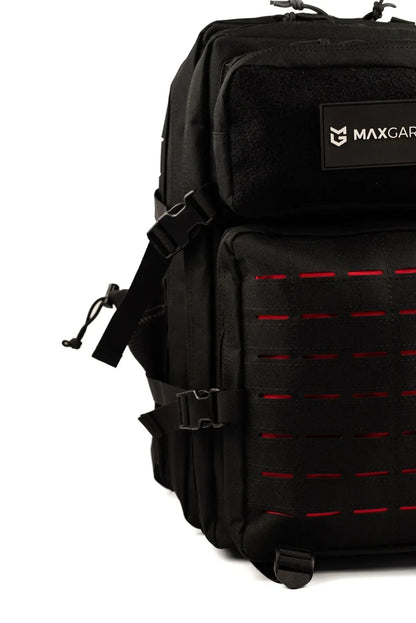 MAXGART Tactical Backpack 45L – Pulse Black Red – Water-Resistant & Versatile