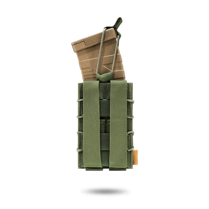 FamTac Single Mag Pouch – Olive | AK/AR, MOLLE, Rigid Open-Top - Blender Tactical