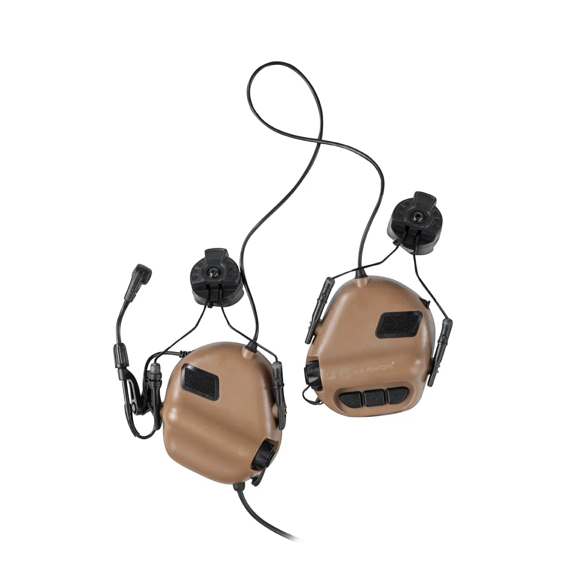 Earmor M32H Helmet-Mounted Tactical Communication Headset – Coyote Tan - Blender Tactical