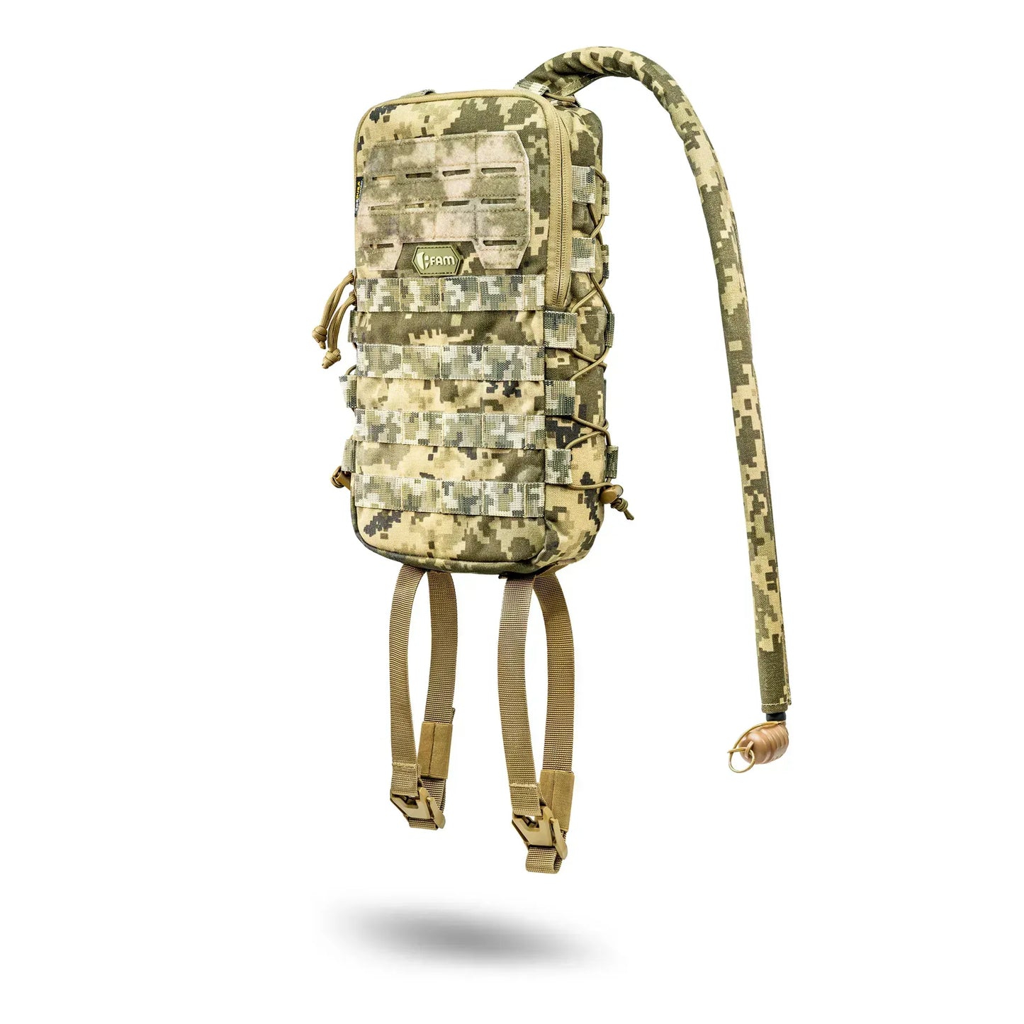 FamTac 5L Tactical Hydration Backpack – Pixel Camo | MOLLE Compact Pack - Blender Tactical