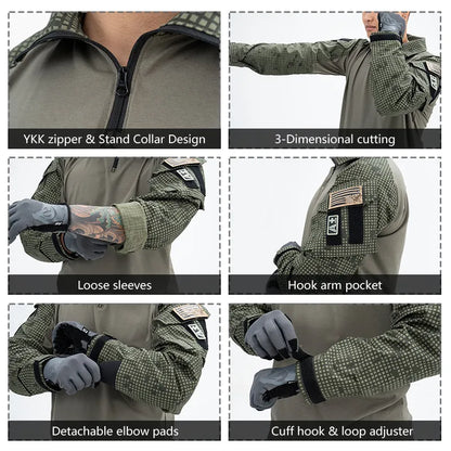IDOGEAR G3 Combat Shirt with Elbow Pads – Desert Night Camo